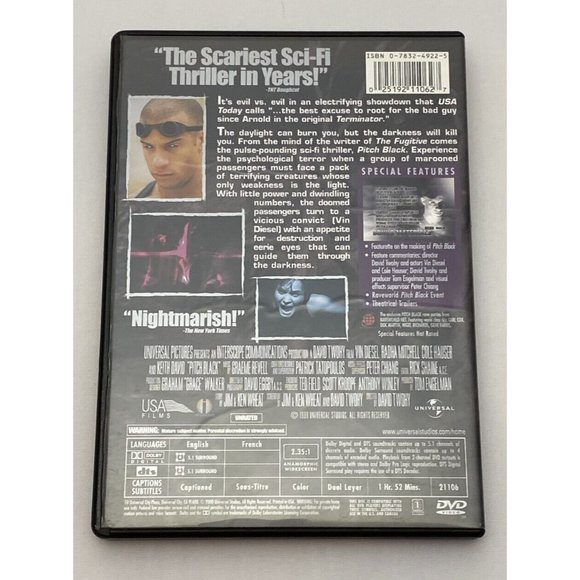 Pitch Black (DVD, 2000, Unrated directors cut) EUC - Picture 2 of 4